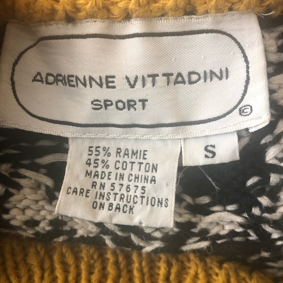 VTG ‘90s Adrienne Vittadini Sport Houndstooth Design Ramie Cotton Sweater Sz S - Picture 9 of 12